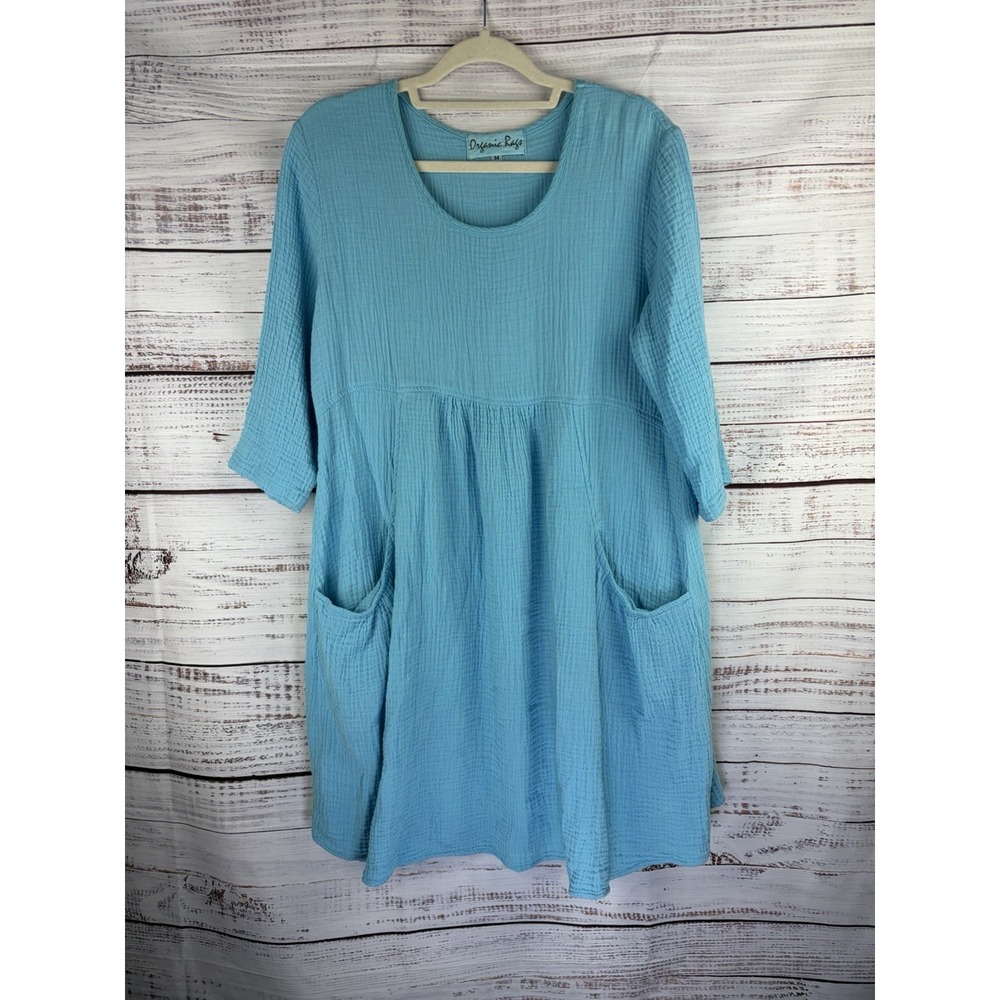 Evelyn & Arthur Organic Rags Crepe Baby Blue Med Dress Lagenlook Summer Oversize